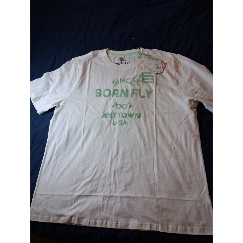 Born Fly T Shirt‎ Men's 3XL Premium Tee T-Shirt in White NWT